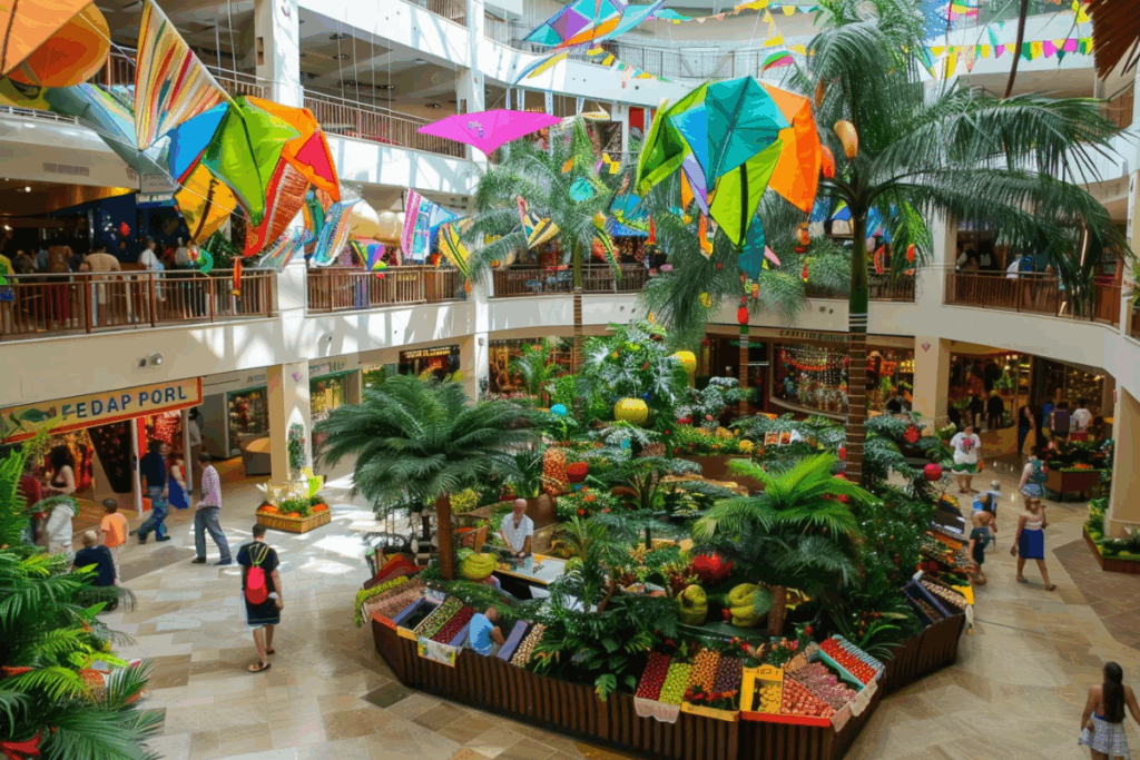 globaldigital A large shopping mall with an indoor garden hangi 1