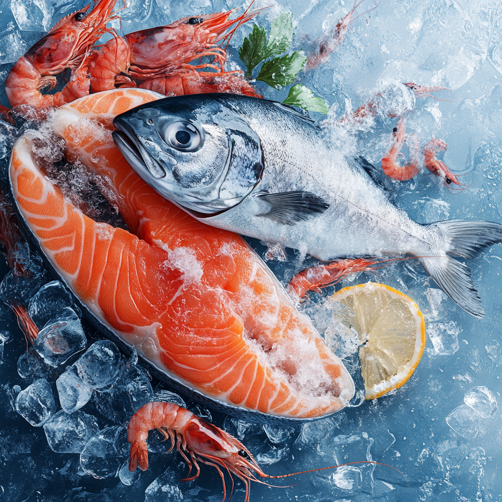 globaldigital fresh salmon and shrimp with krill ice backgrou 0ffa9ba0 2957 4268 872c 1bd54113e7bf 0
