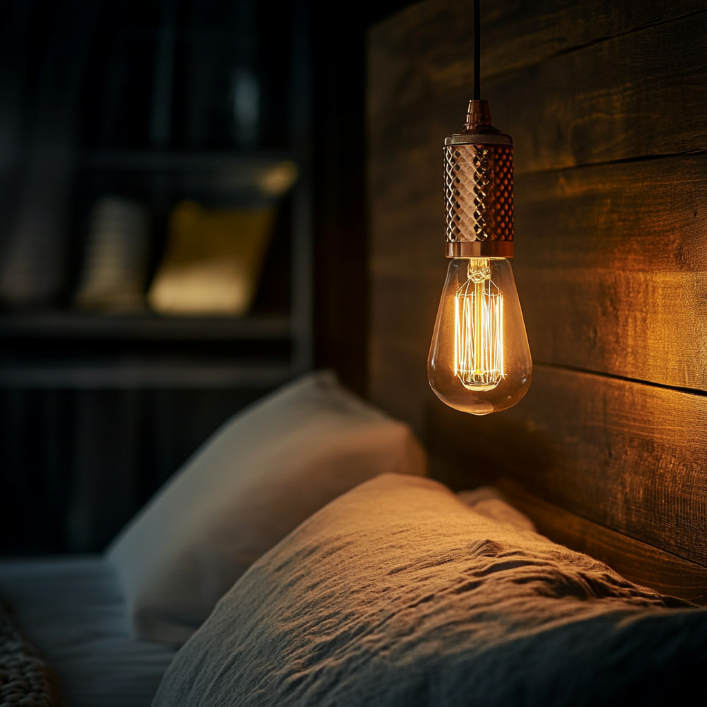 globaldigital Close up of the copper Edison bulb hanging on t af1634c8 1c08 4237 b272 24fe5208b9bf 2